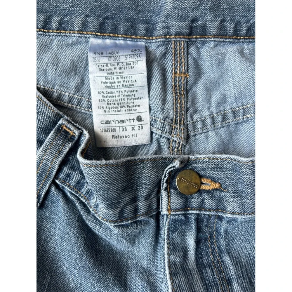 Carhartt Relaxed Fit Jeans Mens 38x30 Blue Denim Work Pants 101483 966